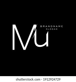 the letter MU. Minimalistic design logo vector on black background