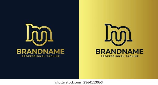 Conjunto de logotipos monográficos de letras MU, adecuado para negocios con las iniciales MU o UM.