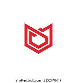 letter mu red geometric line simple logo vector