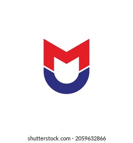 letter mu simple geometric link line colorful logo vector