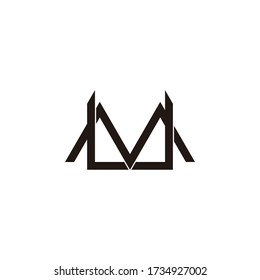 letter mu simple linked overlap design symbol vector