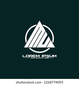 Letra MU vector de diseño de logotipo de triángulo