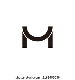 Letter MU UM M U outline geometric symbol simple logo vector