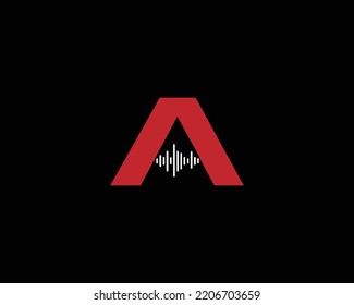 Letter A Music Equalizer  Logo Design Concept. Creative Music Sound Waves  Vector Illustration.