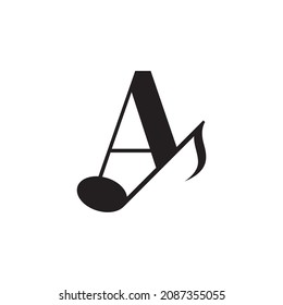 Letter A With Music Key Note Logo Design Element. Usable For Business, Musical, Entertainment, Record And Orchestra Logos