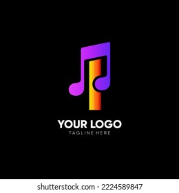 Ilustración de emblema gráfico de iconos vectores con logotipo de música de la letra I 