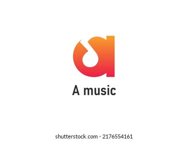 Letter A music logo icon design template elements