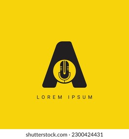 Letter A Music Logo. Podcast Logotype and Dj, Rock and Jack Music Logo Design Vector Template