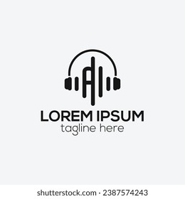 A letter music logo, sound wave logo design isolated vector template 