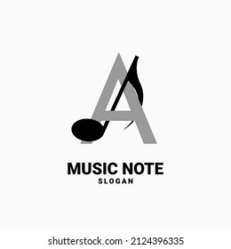 letter A with music note vector logo design