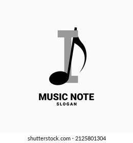 letter I with music note vector logo design