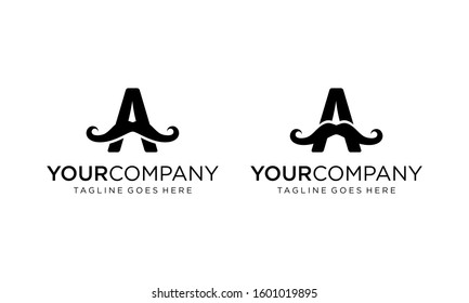 Letter A with mustache for logo design vector editable