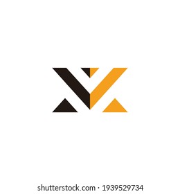 letter mv abstract geometric triangle colorful logo vector
