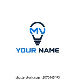 letter MV bulb logo design vetor template 