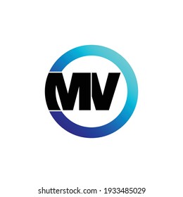 vector de diseño de logotipo de círculo MV carta