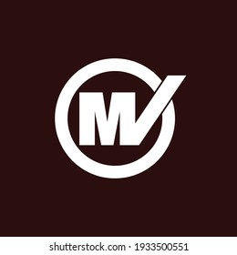 Letter MV circle logo design vector