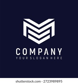 letra MV concepto logo diseño Vector Plantilla