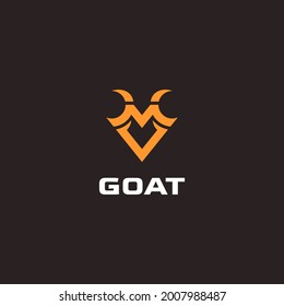 Letter MV Goat Logo. Vector Design.
