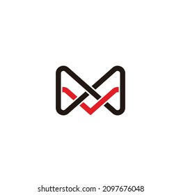 letter mv linked infinity line logo vector