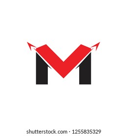 letter mv simple geometric motion arrow logo vector