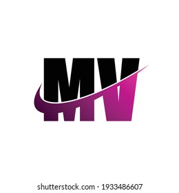 Letter MV simple logo design vector