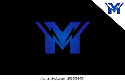 Letter MV or VM Lightning Logo Design Vector