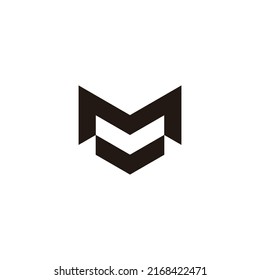 Letter Mv VM M v heart, pointer geometric symbol simple logo vector