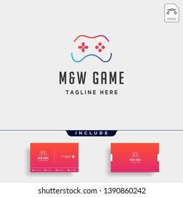 letter MW game logo design template concept controller