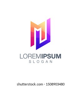 letter MW gradient color logo design