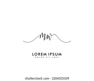 Letra MW Logo de escritura manual inicial con firma y estilo dibujado a mano.