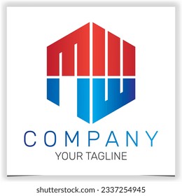 letter MW initial hexagon logo icon premium elegant template vector eps 10