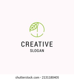 Letter mw leaf logo icon flat design template 