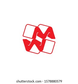 letter mw linked 3d motion logo vector