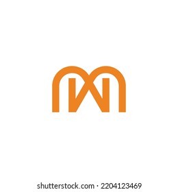 letter mw linked geometric logo vector 