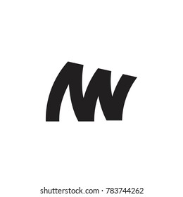 letter mw linked line logo vector
