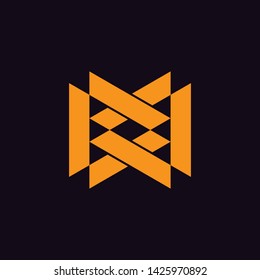 letter mw linked triangle geometric logo vector