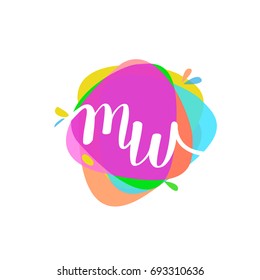 Letter MW logo with colorful splash background, letter combination logo design for creative industry, web, business and company.