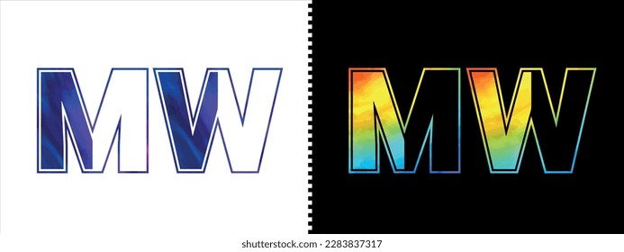 Plantilla vectorial de diseño del logotipo de MW de letra. Moderno y creativo logotipo de lujo para la identidad empresarial