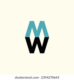 Diseño vectorial del logo de la carta MW con concepto creativo y sencillo