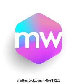 Letter MW logo in hexagon shape and colorful background, letter combination logo design for business and company identity.
