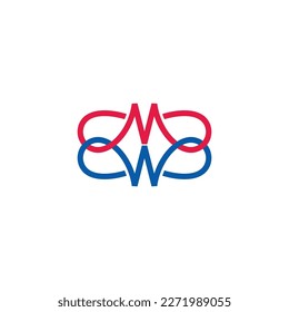 letter mw loop linked colorful logo vector 