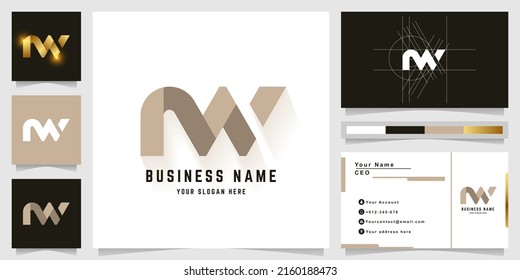 Letter MW or NN monogram logo with business card design