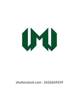 letter mw simple geometric linked logo vector 