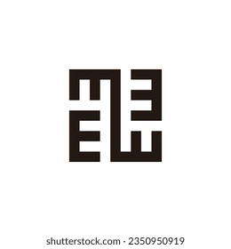 Letra mw cuadrada, símbolo geométrico redondo simple vector de logotipo