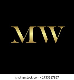 the letter MW. Vector logo monogram alphabet design in gold color