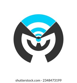 Letter M,W Wireless wifi area signal logo concept