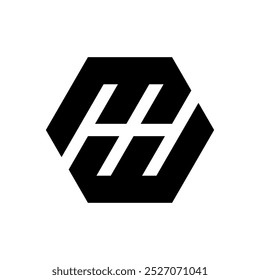 Letter MW or WM hexagon monogram logo