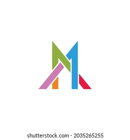 letter mx colorful line simple geometric logo vector