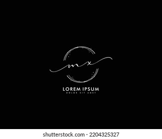 Letter MX Initial handwriting logo with signature and hand drawn style.