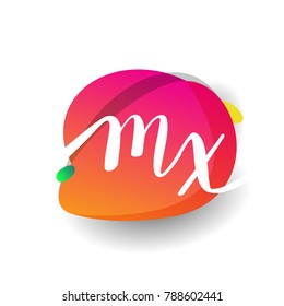 Letter MX logo with colorful splash background, letter combination logo design for creative industry, web, business and company.